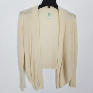 Title Nine Women Washable Wool Right Wrap Sweater Cardigan Size XS Ivory Open